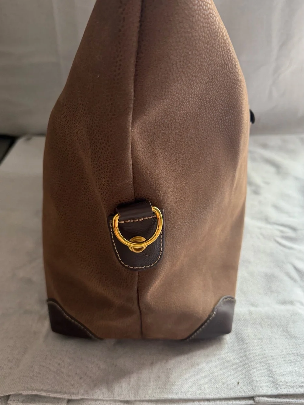 Bric's Brown Leather Duffel with Dark Trim